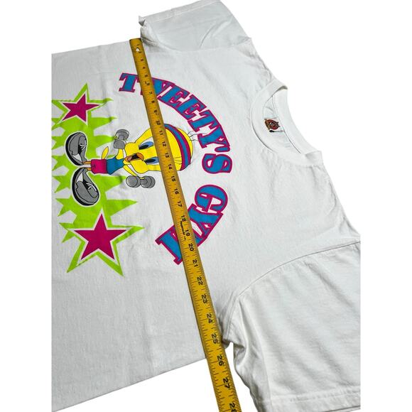 Vintage Tweety Looney Tunes T-Shirt Size XL 1997 Cartoon Tweetys Gym 90s / Retro - Picture 6 of 10